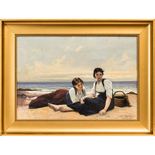 Load image into Gallery viewer, STEN EKENDAHL (1897-1968): Unga kvinnor på sandstrand, olja på duk, signerad, 38 x 54,5 cm
