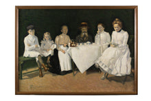 Load image into Gallery viewer, Axel Theodor Kulle (1882-1964),  &quot;Familjen Winell i Bersån&quot;, Oljemålning på duk (1905), en representant för det nordiska ljuset, Skagenkänsla, antik
