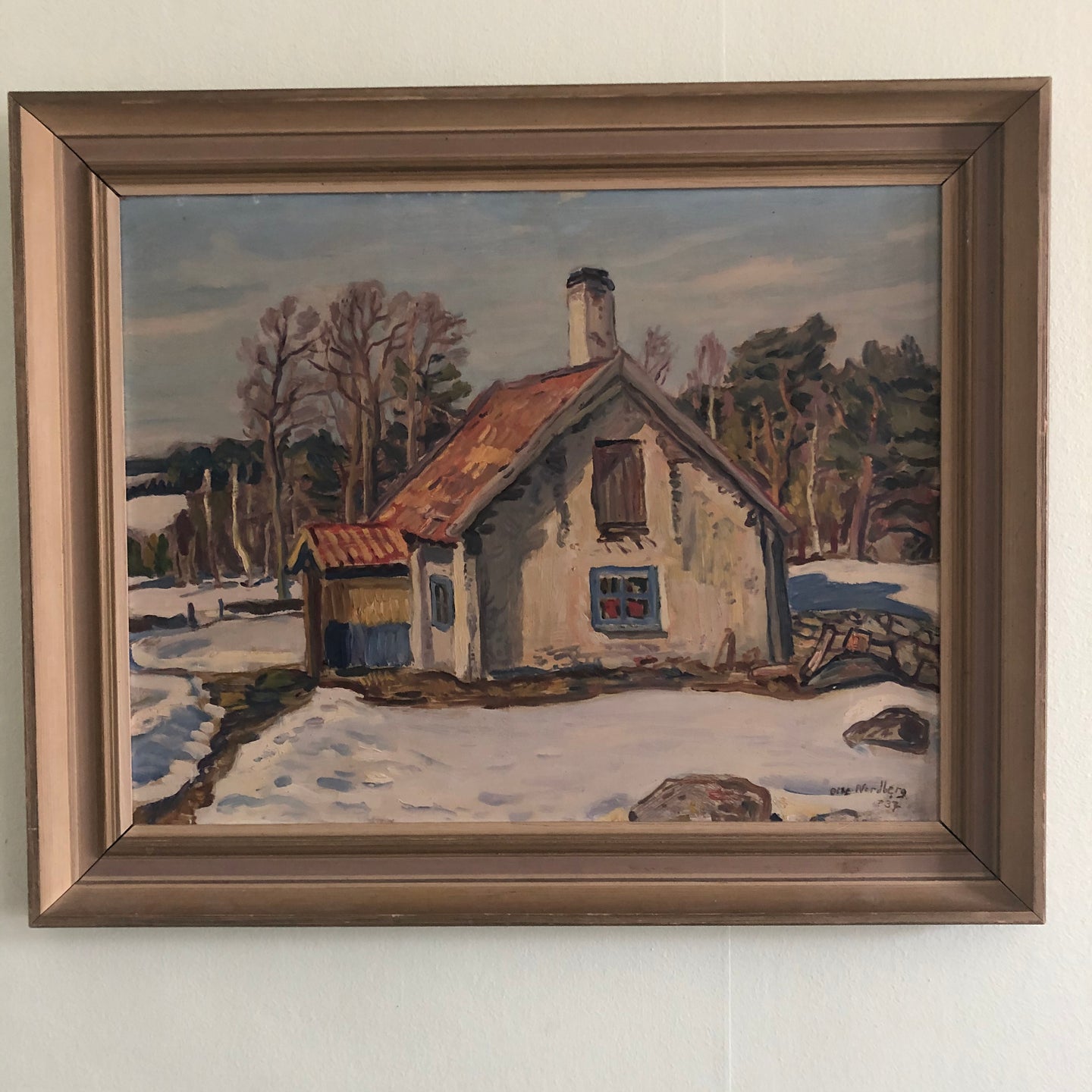 Oljemålning på pannå, Olle Nordberg (1905-1986), 