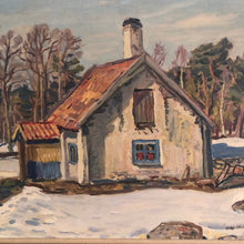 Load image into Gallery viewer, Oljemålning på pannå, Olle Nordberg (1905-1986), &quot;Stuga&quot;
